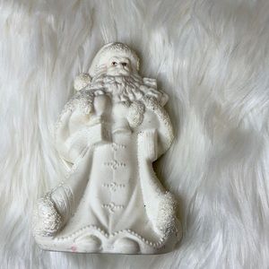 White Christmas Santa clause glass figurine decor